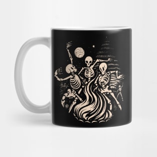 Skeletons Dancing Around a fire under the moon Mug